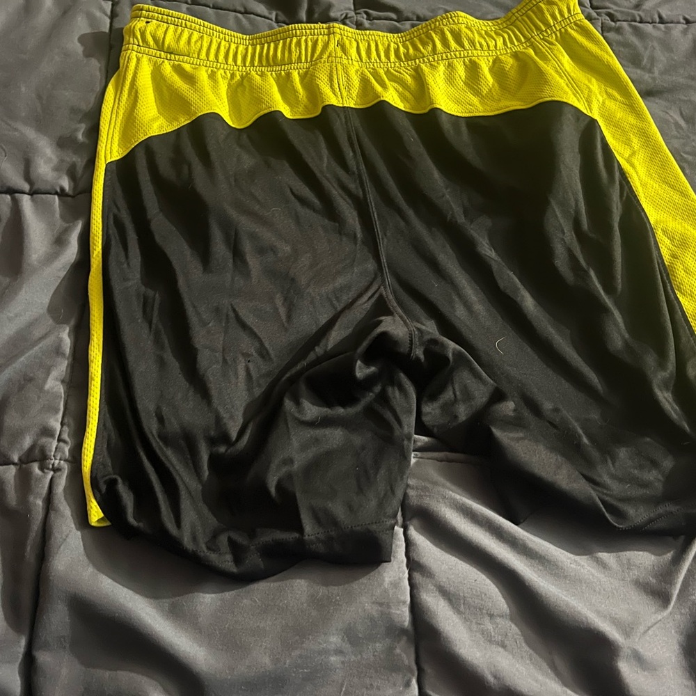 Men's Black and Yellow Athletic Shorts